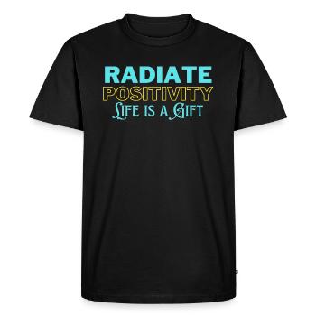 Rayonnez de positivité, la vie est un cadeau - T-shirt Premium bio Homme - noir - Devant - Nico (187cm)