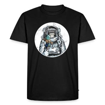 Monkey astronaut chimpanzee moon animal ice space - Men's Premium Organic T-Shirt - black - Front - Nico (187cm)