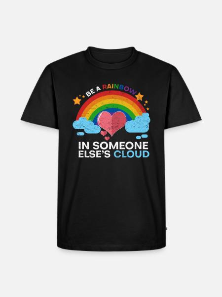 Regenbogen Herz Liebe - Männer Premium Bio T-Shirt - Schwarz