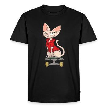 Sphynx cat skate skate - T-shirt Premium bio Homme - noir - Devant - Nico (187cm)