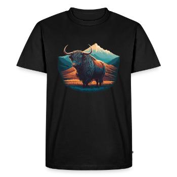 Yak Illustration - T-shirt Premium bio Homme - noir - Devant - Nico (187cm)