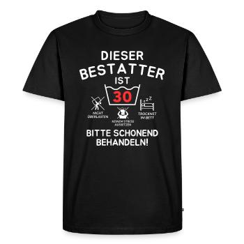 Cet entrepreneur de pompes funèbres a 30 ans. - T-shirt Premium bio Homme - noir - Devant - Nico (187cm)