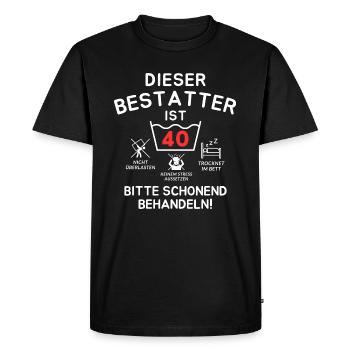 Cet entrepreneur de pompes funèbres a 40 ans. - T-shirt Premium bio Homme - noir - Devant - Nico (187cm)