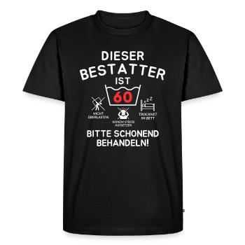 Cet entrepreneur de pompes funèbres a 60 ans. - T-shirt Premium bio Homme - noir - Devant - Nico (187cm)
