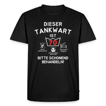 This gas station attendant is 70. - Men's Premium Organic T-Shirt - black - Front - Nico (187cm)