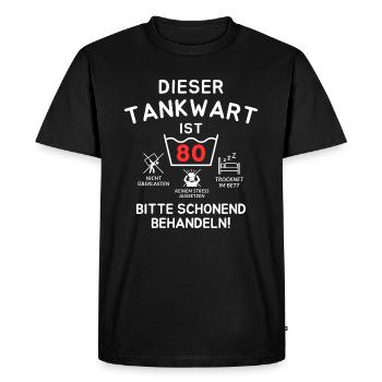 This gas station attendant is 80. - Men's Premium Organic T-Shirt - black - Front - Nico (187cm)