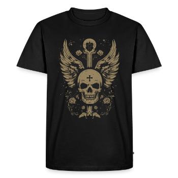 Goth Skull Grunge Cross - Men's Premium Organic T-Shirt - black - Front - Nico (187cm)