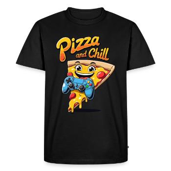 Conception de jeux de pizza et de détente - T-shirt Premium bio Homme - noir - Devant - Nico (187cm)