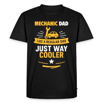 Papa mécanicien – juste beaucoup plus cool - T-shirt Premium bio Homme - noir - Devant - Nico (187cm)