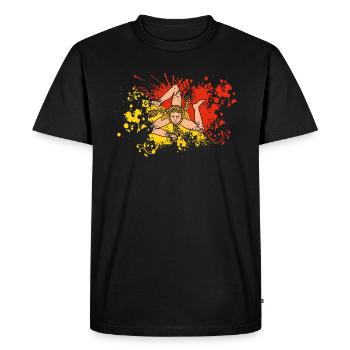 Sicile Drapeau Italie Palermo Trinacria Italia - T-shirt Premium bio Homme - noir - Devant - Nico (187cm)