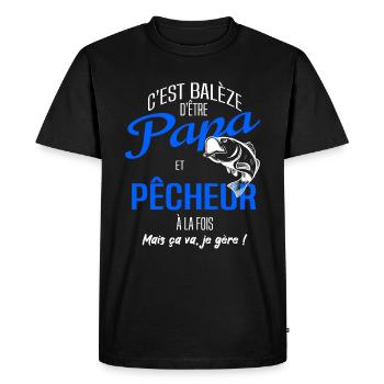 PAPA pêcheur - T-shirt Premium bio Homme - noir - Devant - Nico (187cm)