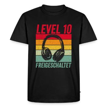 Niveau 10 Débloqué 10ème anniversaire 10 ans Joueur - T-shirt Premium bio Homme - noir - Devant - Nico (187cm)