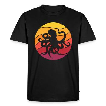 Octopus Retro Style Vintage - Men's Premium Organic T-Shirt - black - Front - Nico (187cm)