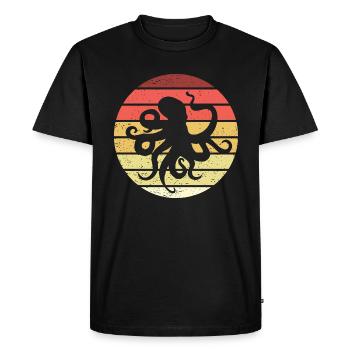 Octopus Retro Style Vintage - Men's Premium Organic T-Shirt - black - Front - Nico (187cm)