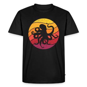 Octopus Retro Style Vintage - Men's Premium Organic T-Shirt - black - Front - Nico (187cm)