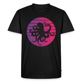 Octopus Retro Style Vintage - Men's Premium Organic T-Shirt - black - Front - Nico (187cm)