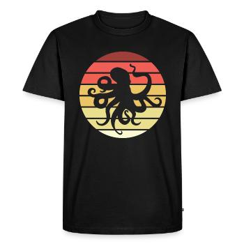 Octopus Retro Style Vintage - Men's Premium Organic T-Shirt - black - Front - Nico (187cm)