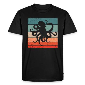 Octopus Retro Style Vintage - Men's Premium Organic T-Shirt - black - Front - Nico (187cm)