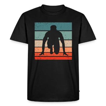Running Retro Style Vintage - Men's Premium Organic T-Shirt - black - Front - Nico (187cm)