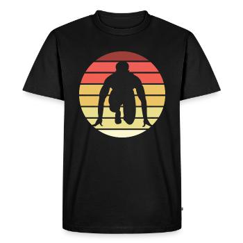 Running Retro Style Vintage - Men's Premium Organic T-Shirt - black - Front - Nico (187cm)