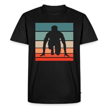 Running Retro Style Vintage - Men's Premium Organic T-Shirt - black - Front - Nico (187cm)