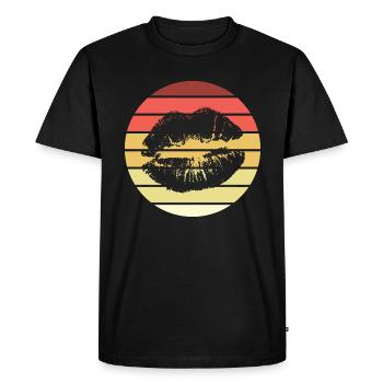 Lèvres Retro Style Vintage - T-shirt Premium bio Homme - noir - Devant - Nico (187cm)