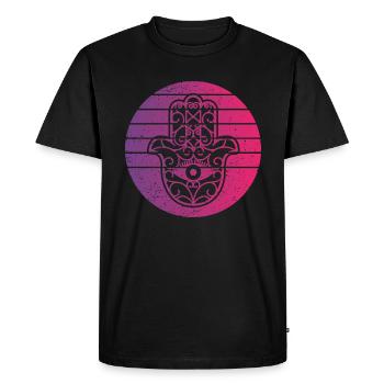 Hamsa Main de Fatima Retro Style Vintage - T-shirt Premium bio Homme - noir - Devant - Nico (187cm)