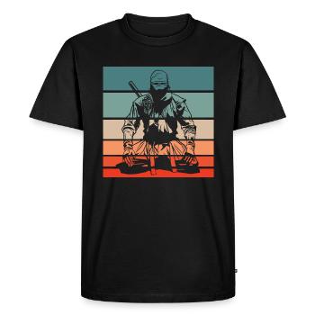 Ninja Retro Style Vintage - Men's Premium Organic T-Shirt - black - Front - Nico (187cm)