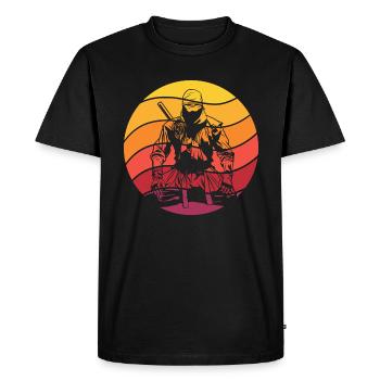 Ninja Retro Style Vintage - Men's Premium Organic T-Shirt - black - Front - Nico (187cm)