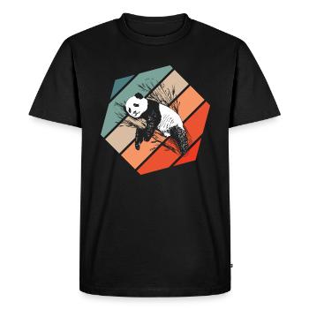 Panda Retro Style Vintage - Men's Premium Organic T-Shirt - black - Front - Nico (187cm)