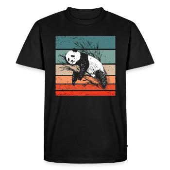 Panda Retro Style Vintage - Men's Premium Organic T-Shirt - black - Front - Nico (187cm)