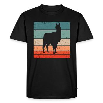 Lama Retro Style Vintage - T-shirt Premium bio Homme - noir - Devant - Nico (187cm)