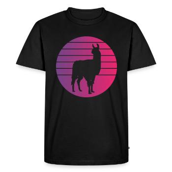 Lama Retro Style Vintage - T-shirt Premium bio Homme - noir - Devant - Nico (187cm)