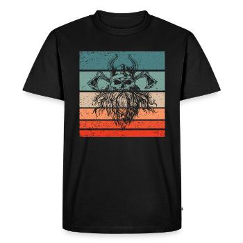 Viking Skull Retro Style Vintage - Men's Premium Organic T-Shirt - black - Front - Nico (187cm)