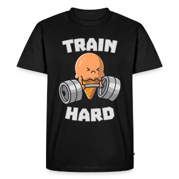 Train hard motivation - Men's Premium Organic T-Shirt - black - Front - Nico (187cm)