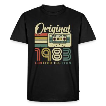 Original 1983 millésime né anniversaire - T-shirt Premium bio Homme - noir - Devant - Nico (187cm)