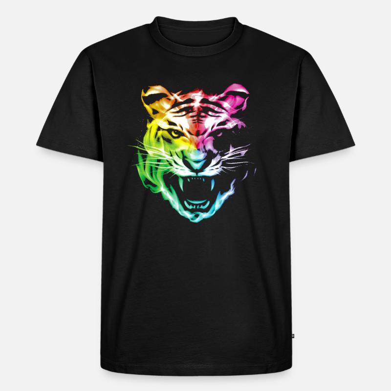 Leopard Tiger Tier - Männer Premium Bio T-Shirt - Schwarz