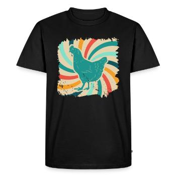 Poulet poulets ferme animal cadeau rétro fermier - T-shirt Premium bio Homme - noir - Devant - Nico (187cm)