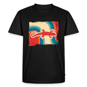 Gecko reptiles retro - T-shirt Premium bio Homme - noir - Devant - Nico (187cm)