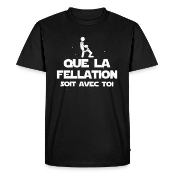 Fellation cadeau drôle pipe humour sucer une bite - T-shirt Premium bio Homme - noir - Devant - Nico (187cm)