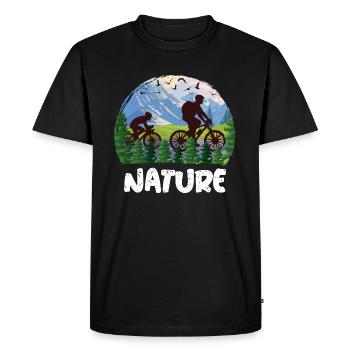 Nature Cyclist Mountains Wilderness - Men's Premium Organic T-Shirt - black - Front - Nico (187cm)