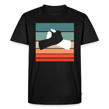 Poignée de main noir blanc Style rétro Vintage - T-shirt Premium bio Homme - noir - Devant - Nico (187cm)