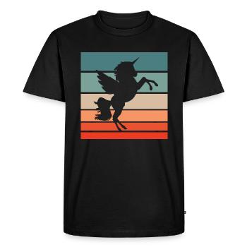 Licorne Rétro Style Vintage - T-shirt Premium bio Homme - noir - Devant - Nico (187cm)