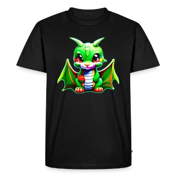 Cheeky little cute green fantasy dragon - Men's Premium Organic T-Shirt - black - Front - Nico (187cm)