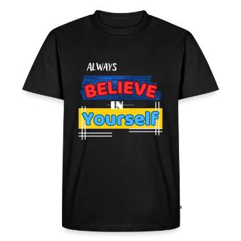 Croyez toujours en vous - T-shirt Premium bio Homme - noir - Devant - Nico (187cm)