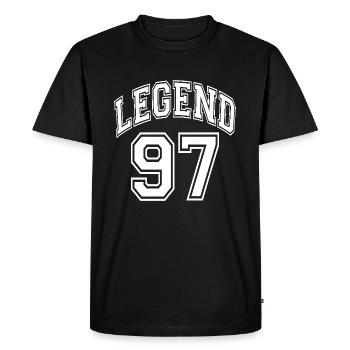 Legend 97 - Men's Premium Organic T-Shirt - black - Front - Nico (187cm)