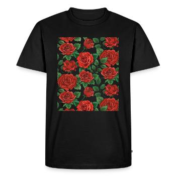 Motif Roses - T-shirt Premium bio Homme - noir - Devant - Nico (187cm)