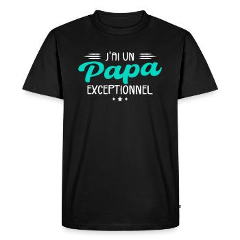 Papa | Fête des Pères | J'ai Un Papa Exceptionnel - T-shirt Premium bio Homme - noir - Devant - Nico (187cm)
