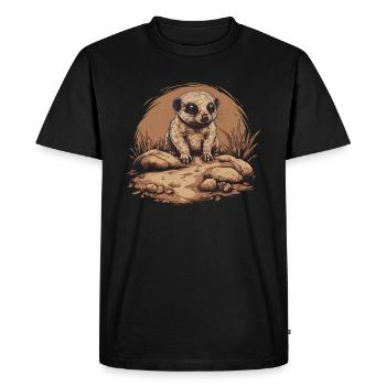 Suricate bébé mangouste Afrique - T-shirt Premium bio Homme - noir - Devant - Nico (187cm)