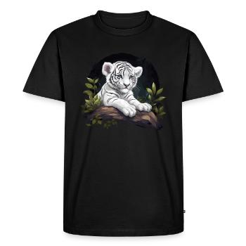 Baby White Tiger Wildcat Jungle - Men's Premium Organic T-Shirt - black - Front - Nico (187cm)